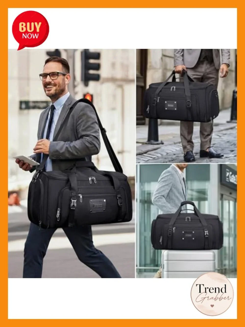 Men's 48L Convertible Garment Duffle Bag Travel Suit Carrier Shoe Compartment
